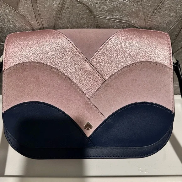 Kate Spade Pink and Blue Bag like new Nadine Patchwork Medium Flap Shoulder Bag - Picture 10 of 14